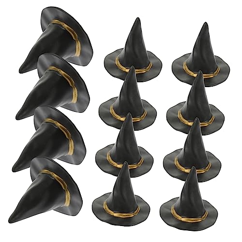 BESTonZON 24St Halloween-Mikrolandschaft Hexenpuppen-Ornamentmaterial klein Hexenhaus- Mini-Gläser Halloween Costume Halloween Kleidung Hexenhut Miniatur Mini-Puppen-Hut Plastik Black von BESTonZON
