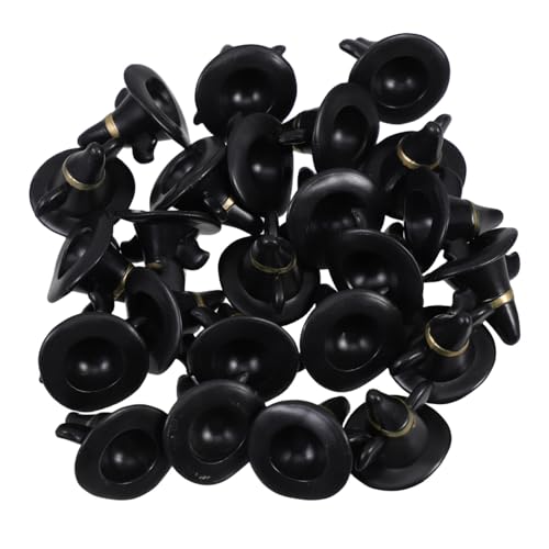 BESTonZON 24St Mini-Elfenhut Mini-Hüte Miniaturspielzeug Puppen Puppenhaus Dekoration Weihnachtsdeko Miniaturen Schneemannmützen basteln Zubehör für die Puppenherstellung Plastik Black von BESTonZON