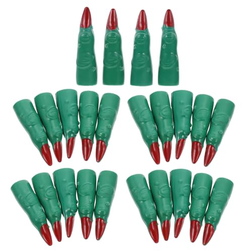 BESTonZON 24st Halloween-Nagel-kit Krallen Gefälschte Nägel Ring Hexennägel Falsch Dinosaurier-fingerpuppen Halloween-hexenfinger Schmuck Gefälschte Kostüm Gel-nagellack Plastik von BESTonZON