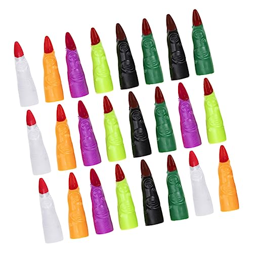 BESTonZON 24st Halloween-nagelset Fingerpuppen Für Kleinkinder Glühen Zappelt Falsche Finger Streicheln Falscher Finger Plüsch Nagel Charms Seltsam Bunte Hexenfinger Skelett Reize Plastik von BESTonZON