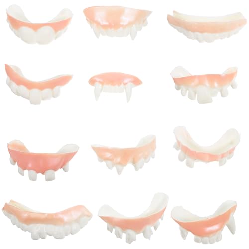 BESTonZON 24st Halloween-zahnersatz Mund Gefälschte Zahnprothesen Zahnbürste Schnappzähne Halloween Falsche Zähne Reißzähne Zähne Kleben Falsche Zähne Halloween Lustig Bausatz PVC von BESTonZON