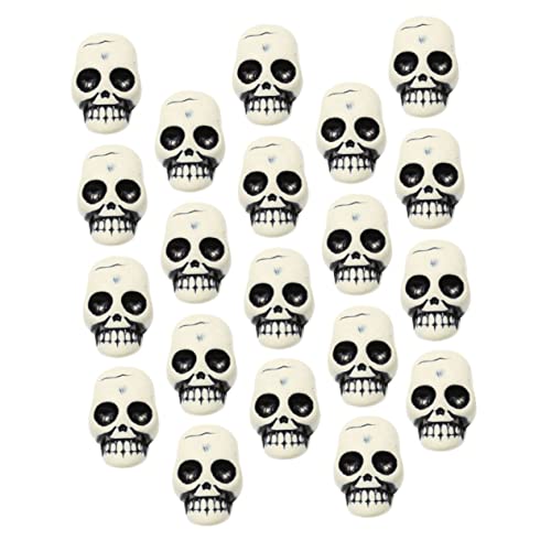 BESTonZON 24st Mini-schädel Mini-skelettfiguren Beängstigend Halloween Mini-gefälligkeiten Dekoration Totenköpfe Zum Basteln Partyschmuck Spukhaus-Horror-Requisiten Krähe Skelette Harz Weiß von BESTonZON