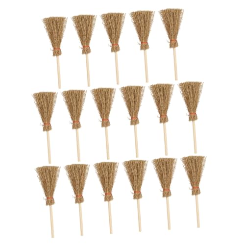 BESTonZON 25 Stück Mini Holzbesen Teiliges mit Seil für Puppenhaus Dekoration Vielseitig Einsetzbar als Miniaturbesen DIY Bastelzubehör für Lernen von BESTonZON
