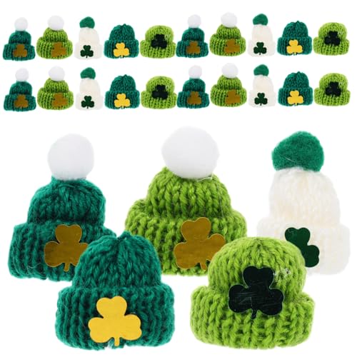 BESTonZON 25 Stück Mini-Strickmütze Mini-Hüte Miniaturhüte zum Basteln Minihüte zum Basteln Mini-Hut Miniaturhüte zum St. Patricks Day Miniatur-St. Patricks Day-Hut Garn von BESTonZON