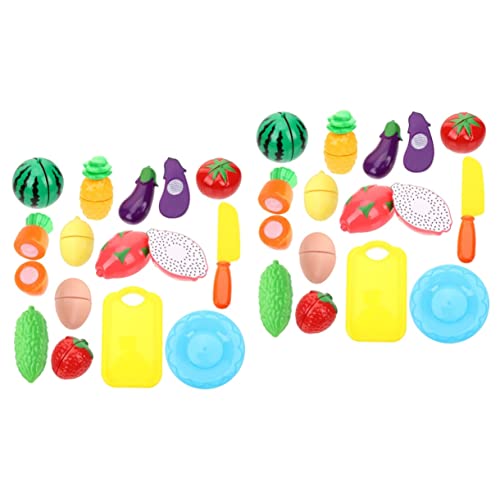 BESTonZON 26 STK Spielhaus Spielzeug Lernspielzeug Für Kinder Obst- Und Gemüsespielzeug Für Kleinkinder Kinderspielzeug Vorgeben Essen in Der Kinderküche Zubehör Plastik Lebensmittel von BESTonZON