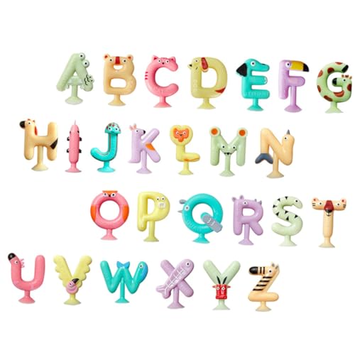 BESTonZON 26 Teiliges Saugnapf Buchstabenspielzeug Niedliche Tier Alphabet Saugnapf Toys Für Lernspielzeug Für Kleinkinder Frühkindliche Bildung Im Bad Familienspiele Für von BESTonZON