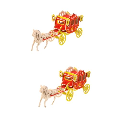 BESTonZON 2St Dekoration der königlichen Kutsche interaktives Spielzeug Interactive Toys Puzzle sortierschalen Puzzlematte pädagogische Rätsel 3D-Puzzle aus Holz dreidimensional Suite Bambus von BESTonZON