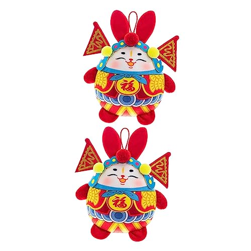 BESTonZON 2St Fu Rabbit Plüsch Tier Kaninchenpuppenspielzeug Plüschfigur Spielzeug Hasen anhänger hasenanhänger Plüschtier Spielzeuge Hasenpuppe Stofftier-Maskottchen-Spielzeug Kattun von BESTonZON