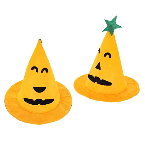 BESTonZON 2St Halloween-Hut Hut- Halloween Kostümhut Halloween-Mittelstücke für Tische Babykostüm Halloween Cap Halloween hat Partyhüte Cosplay-Hüte Goldener Samt Orange von BESTonZON