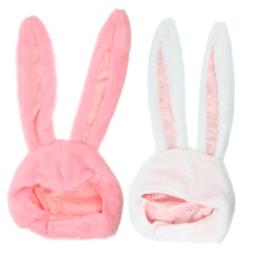 BESTonZON 2St Hut mit Hasenohren kindermütze kappe weibler weinachtsmützen caps für girl tierischer Hut Plüsch-Partyhut rosa Haube Hasenmütze zu Ostern Plüsch-Hasenohr-Hut Weiß von BESTonZON
