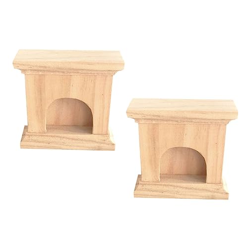 BESTonZON 2St Kamin im Puppenhaus holzmöbel Holz kaminofen Holzspielzeug Zubehör Holzspielzeug Puppenhaus Zubehör Mini-Kamin für Mini-Schmuckkamin-Modell Modellkamin hölzern von BESTonZON