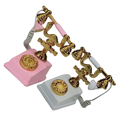 BESTonZON 2stücke Miniatur Retro Telefon Ornament Für Puppenhaus Landschaftsgestaltung Kreative Dekoration Und Spielzeug Für Junge Mädchen von BESTonZON