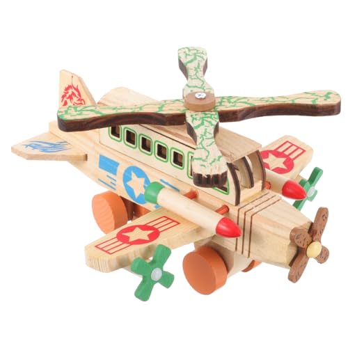 BESTonZON 2St Hubschraubermodell Kinder holzspielzeug Spielzeug Helikopter für Kinder Buntes hölzernes Flugzeugspielzeug Flugzeug aus Holz militärisches Spielzeug Kinderspielzeug - von BESTonZON