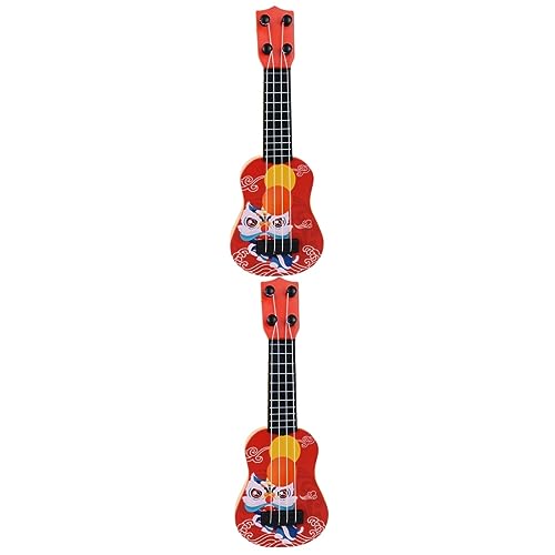 BESTonZON 2st Ukulele Mini Spielzeuggitarrenmodell Desktop-Gitarren-dekor Musical Fotografie Requisiten Gitarrendekor Schreibtischaufsatz Spielzeuge Kann Spielen Rot Musikinstrument Abs Kind von BESTonZON