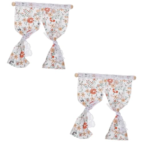 BESTonZON 2St Vorhänge für Puppenhäuser türvorhang Kinder gardinen Spielzeug Vorhang türrollo Puppenhaus Türgitter kleines Hauszubehör Mini-Vorhang Miniatur Modell schmücken Ob11 Stoff Weiß von BESTonZON