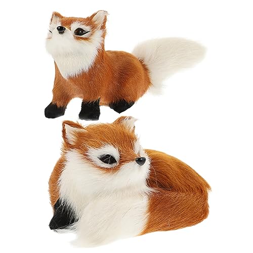 BESTonZON 2St simulierter Fuchs Schneebesen Hundesitzbezug Hundeballwerfer Haustier Tiere Kuscheltier tierische bescherung Plush Toy Plüschfigur Füchse Statue Plastik von BESTonZON