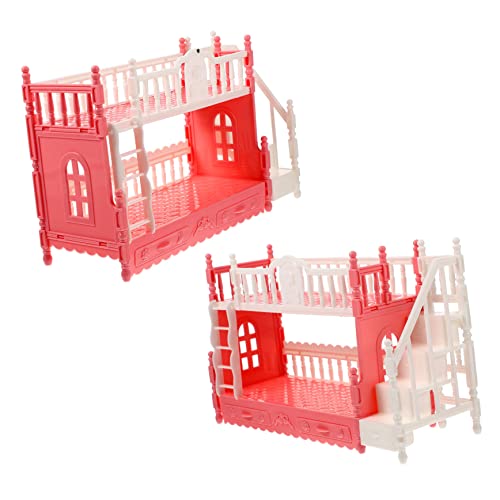 BESTonZON 2er Set Miniatur Puppenhaus Etagenbett Buntes Zubehör Für Puppenhaus Ideal Für Kreative Rollenspiele Mini öbel Für Kinderzimmer Und Puppenhaus Accessoires von BESTonZON