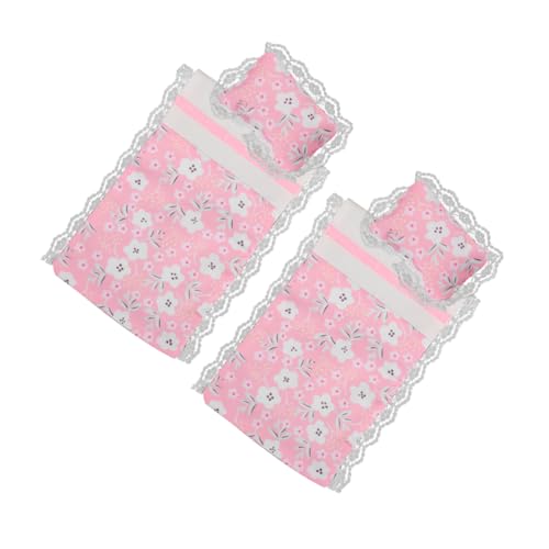 BESTonZON 2er-Set Puppenhaus-Schlafzimmer-Set Mit Bettwäsche, Kissen, Miniaturmöbeln, Puppenhaus-zubehör Für Puppenhaus-Dekoration Und Babypuppen-Spiel von BESTonZON