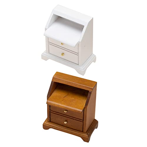 BESTonZON 2pcs Mini Möbel Miniatur Nachttisch Modell Doll Schrank Mini House Nachttisch von BESTonZON
