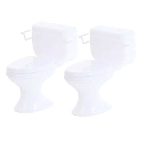 BESTonZON 2pcs Simulation Mini Toilettenspielzeug Miniaturhaus Toilettenspielzeug Kinder Spielen Hausspielzeug von BESTonZON