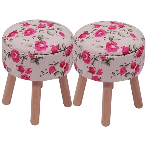 BESTonZON 2pcs Tiny House Stools Miniatur Barhocker Mini Stool Ornamente Für Doll House (1:12) von BESTonZON