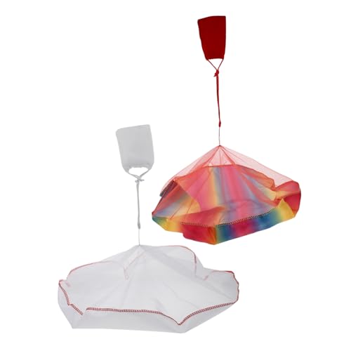 BESTonZON 2st Handwurf-Fallschirm Fliegendes Fallschirme Fliegen Fallschirm Flugzeugspielzeug Fallschirmjäger Ballonbogen-kit Kinderspielzeug PVC von BESTonZON