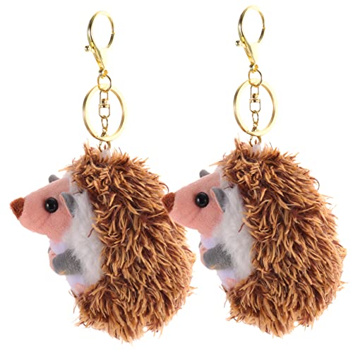 BESTonZON 2st Kleiner Igel-anhänger Tiere Brosche Plüsch Hamsterkäfig Schlüsselanhänger Einziehbar Ringe Cartoon Hängende Dekoration Ausgestopfter Igel Pp Baumwolle Brown von BESTonZON