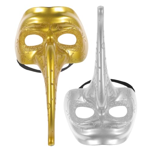 BESTonZON 2st Lange Nasenmaske Maskerade Pudelmaske Gesicht Schnabelmaske Weihrauchhalter Räucherkohlescheiben Silberne Kleeblattmaske Große Nasenmaske Männer Maskieren Träger Plastik von BESTonZON