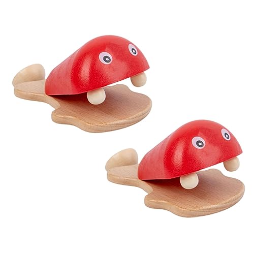 BESTonZON 2st Lehrmittel Für Kleine Fischkastagnetten Kleinkinderinstrumente Kastagnettenspielzeug Für Kleinkinder Kastagnette Musikinstrumente Für Kleinkinder -Instrumente Rot Holz von BESTonZON