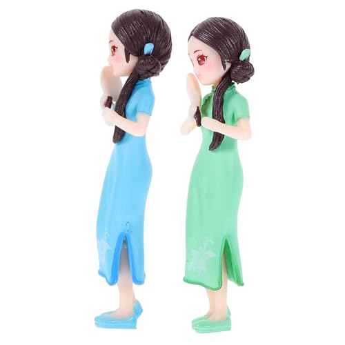 BESTonZON 2 Stücke Harz Cheongsam Puppe Chinesischen Traditionellen Handwerk Tabletop Decor Hause Handwerk von BESTonZON
