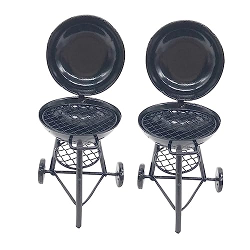 BESTonZON 2st Mini-Grill Puppenhausgrill Mini-ofen Puppenhausofen Mini-backofen- 1:12 Haushaltsverzierung Mini-rundofen Kinderspielzeug Puppenhaus Ofenmodell Black Eisen von BESTonZON
