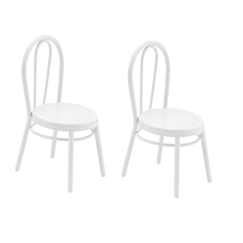 BESTonZON 2pcs Mini Eisen Gefälschte Stuhl Maßstab 1:12 Puppenhaus Dekorationen Weiß Sicher Miniatur Spielzeug von BESTonZON