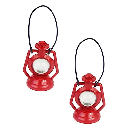 BESTonZON 2st Mini-petroleumlampe Puppenhaus-versorgung Lernspielzeug Für Puzzlespielzeug Puppenhaus Petroleumlampe Miniatur-Retro-Laterne Puppenhausdekoration Legierung Rot von BESTonZON