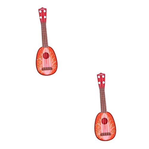BESTonZON 2st Obst Gitarre Instrumentenspielzeug Für Kleinkinder Akustische Ukulele Mini-musikspielzeug Gitarrenspielzeug Spielset Für Kleinkinder Musikinstrument Rot Bass von BESTonZON