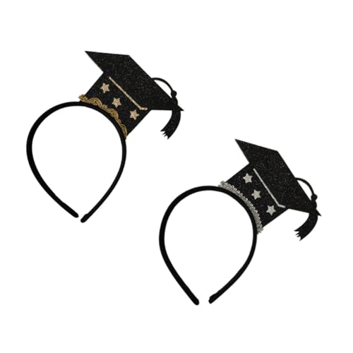 BESTonZON 2st Party-kopfbedeckung Hut Haarreifen Grad Haar Haarbänder Glitzerndes Abschluss-stirnband Abschlusshut Haarband Party Lustiges Stirnband Mini Grad Cap Haarband Glitzerdekor von BESTonZON