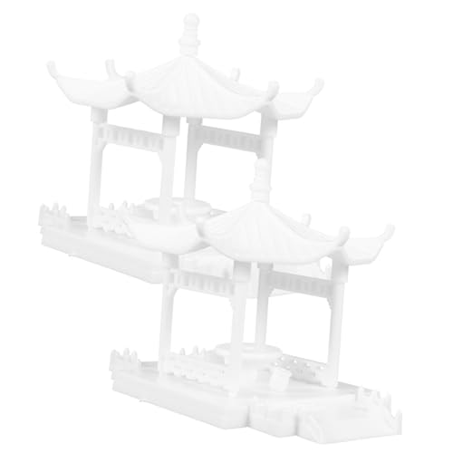 BESTonZON 2st Pavillon-Modell Ballen Kleiner Gartenzaun Modellpavillon Minizaun Für Den Garten Miniatur-pagode Mini-Steine Gebäude Pavillon-Statue Miniaturen Mini-Handwerk Weiß Abs von BESTonZON