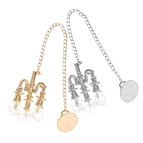 BESTonZON 2st Pendelleuchte Mit Fünf Köpfen Anhänger Puppenhaus-zubehör-Pflanze Vorrichtungen Miniaturen Puppenhausmöbel Goldene Wohnkultur Auto Kleine Deckenleuchte Legierung von BESTonZON