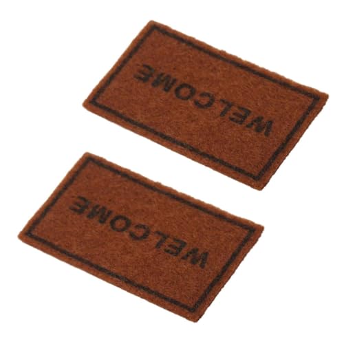 BESTonZON 2st Puppenhaus Teppich Kleine Hausmöbel Fußbodenteppich Roter Teppich Kleines Hauszubehör Miniatur-schlafzimmerdekoration Tür Schuhmatte Puppenhaus-Teppich Brown Stoff von BESTonZON
