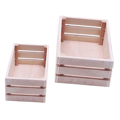 BESTonZON Puppenhaus Mini-aufbewahrungskorb 2er-Set Miniatur-holzkörbe Für Hausdekorationen von BESTonZON