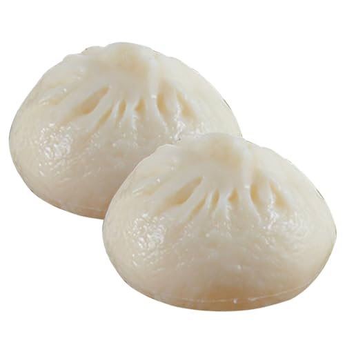 BESTonZON 2st Simulierte Brötchen Gedämpfte Gefüllte Brötchen Gedämpfte Brötchenform Bao Bun Stressball Kochen Knödelverzierung Simuliertes Knödeldekor Food-Modell Weiß PVC von BESTonZON
