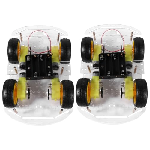 BESTonZON 2St Smart-Car-Chassis mit Vier Rädern Robots for kinderroboter Kinderauto Kinderspielzeugroboter Modelle ferngesteuerte Autos Chassis-Kit Fernbedienung Zubehör Allradantrieb von BESTonZON