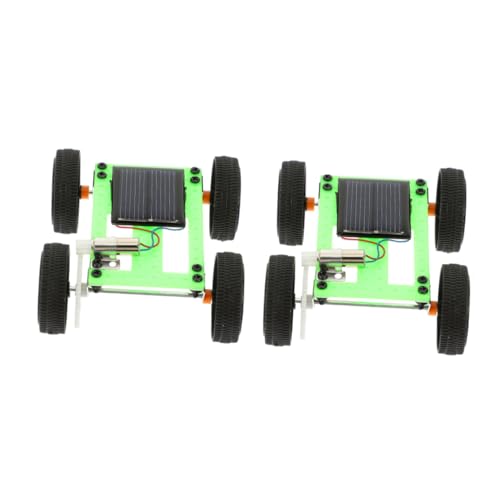 BESTonZON 2st Solarautospielzeug Handgefertigter Bausatz Anhängerzubehör Lehrmittelspielzeug Mini-Modell Kleiner Produktionsbausatz Kleine Produktionsspielzeuge Kinderspielzeug Abs Green von BESTonZON