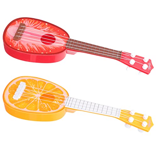 BESTonZON 2st Ukulele Gitarrenspielzeug Aus Kunststoff Modelle Von Musikinstrumenten Frühes Musikalisches Lernspielzeug Spielzeug Für Kleinkinder Plastik Mini Spielzeugklavier Rot von BESTonZON