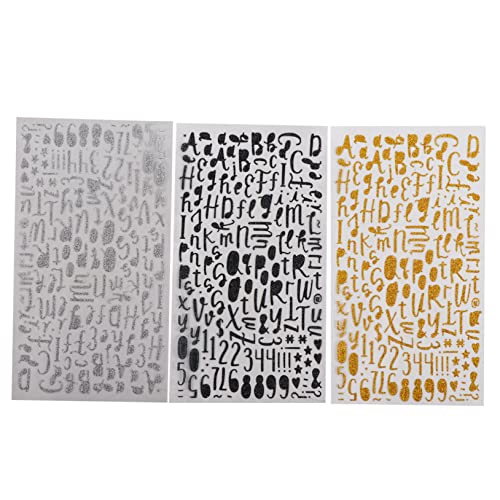 BESTonZON Bastelaufkleber Glitzer-Aufkleber 3 Stück Buchstaben- Und Zahlenaufkleber in Gold Silber Und Schwarz Für Dekorative Zwecke von BESTonZON