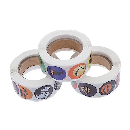 BESTonZON 3 Rollen Aufkleber Für Halloween-kostüme Briefumschläge Aufkleber Dekorieren Lustige Abziehbilder Kürbisaufkleber Geister-Aufkleber Halloween-Aufkleber Kupferplattenaufkleber von BESTonZON