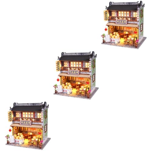 BESTonZON 3 STK Zugdekor Hausspielzeug Im Chinesischen Stil Glashaus Spielzeuge Ornament Miniatur-puppenhauszubehör Bauen Sie Ihren Bausatz Puppenspielsets Geburtstagsgeschenk Gebaut Plastik von BESTonZON