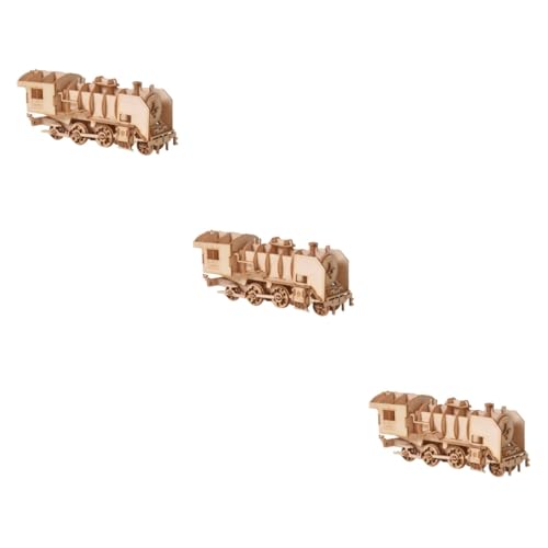 BESTonZON 3 STK Holzspielzeug Bausätze Für Dampfmaschinen Dekor Holzeisenbahn Holzzüge Lokomotive Geschenk 3D-rätsel Weihnachten Modell Puzzle Eltern-Kind Hölzern von BESTonZON