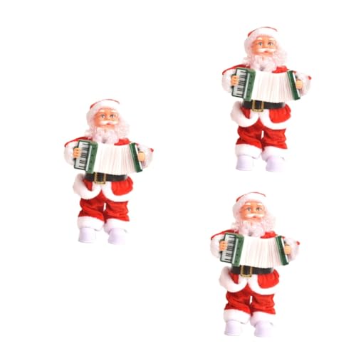 BESTonZON 3 STK Weihnachtspuppe Musikspielzeug Weihnachtsmann Spielzeug Weihnachtsmann-Figur Weihnachtsweihnachtsmann-Dekorationen Baumdekoration Stoff Den Kopf Schütteln Rot Kind Zubehör von BESTonZON
