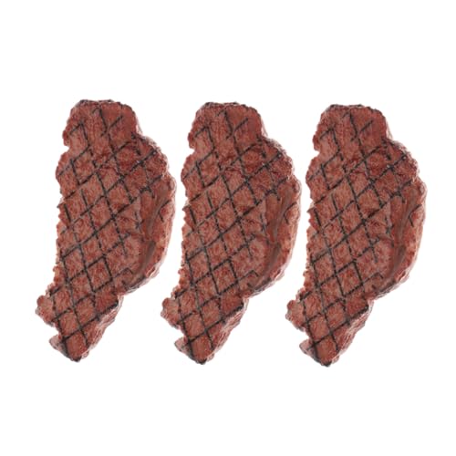 BESTonZON 3 STÜCKE Teiliges Realistisches Fake Steak Modell aus Kunststoff Detailgetreue Kochfleisch Dekoration mit Lebensechter Textur und Farbecht für Küchen und Restaurant Display von BESTonZON