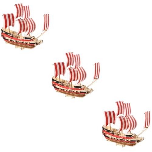 BESTonZON 3 Sätze 3D-Segelpuzzle nautisches segelboot dekor Modellbausätze für Erwachsene Kinder holzpuzzle Kinder holzspielzeug Kinder rätsel Schiff Schiffsmodell von BESTonZON
